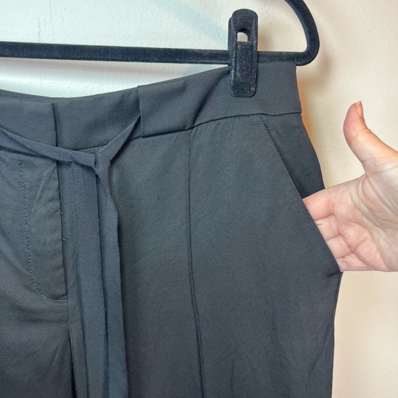 Ann Taylor Loft Women's Tie Waist Cropped Linen Blend Trouser Pants Black Size 8 - Picture 4 of 15